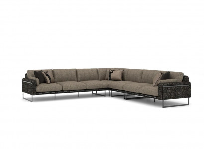 Braun Großes Sofa Wohnzimmer Ecksofa L-Form Couch Luxus Garnitur Neu